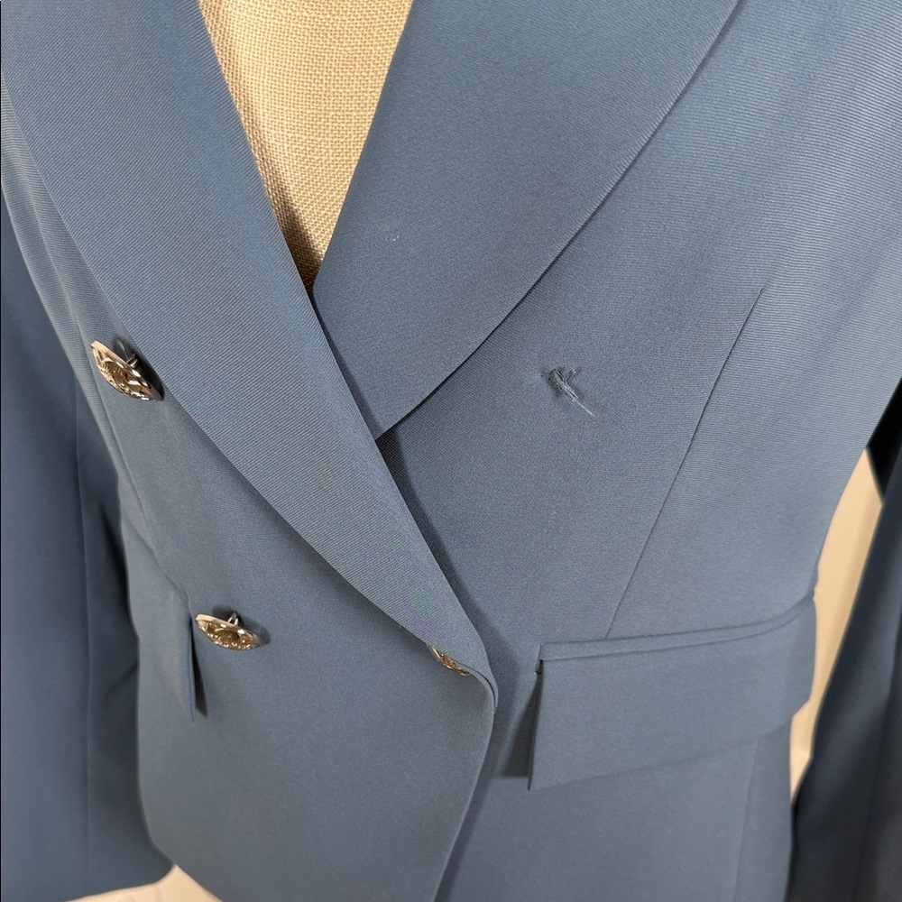 NEW w/Tags (MISSING 2 Buttons) Veronica Beard Double-Breasted Slate Blue Blazer - Picture 5 of 7